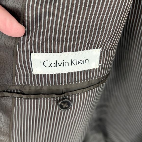Calvin Klein Brown Faux‎ Distressed Leather Sport Coat Jacket Size 52L - Picture 5 of 5